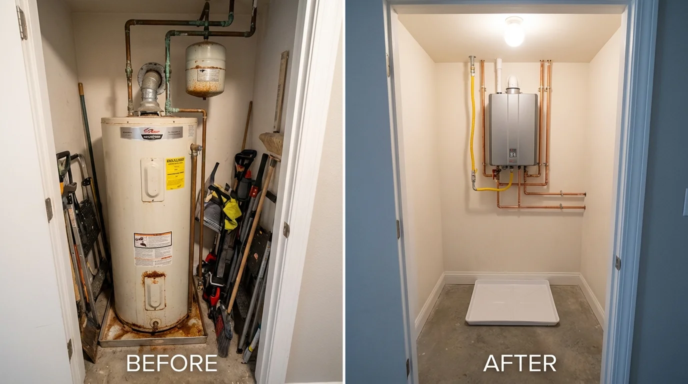 Tank water heater versus wall-mounted tankless unit comparison for Nashville, TN homeowners