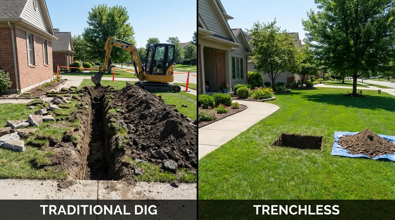 Trenchless sewer repair with minimal yard damage versus traditional excavation in Nashville, TN